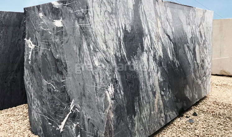 Black Lava dark grey marble block